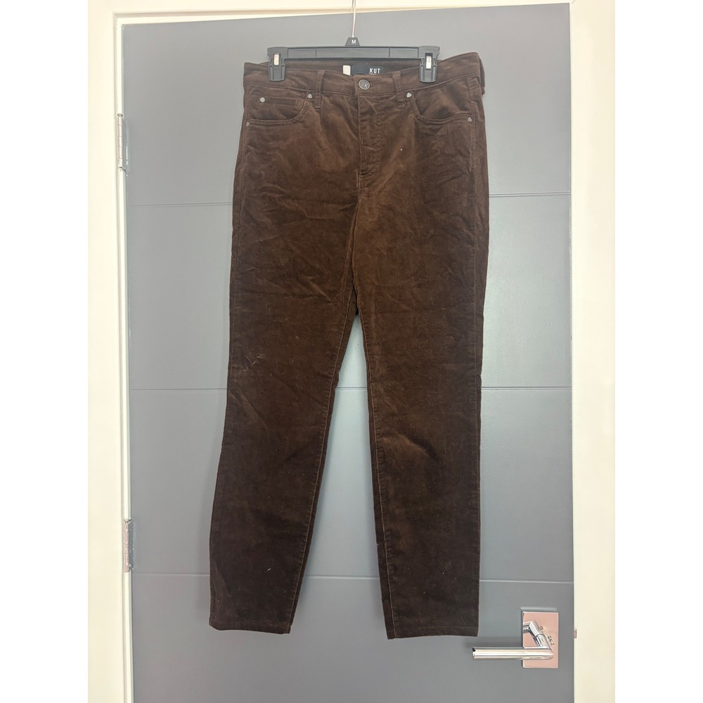 Kut‎ from the Kloth Diana Fab Ab Skinny Corduroy Pants Brown High Rise Womens 10
